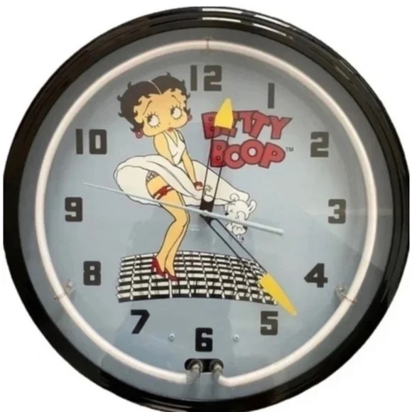 Burns Betty Boop Neon Wall Clock Blue 20" - Picture 1 of 7